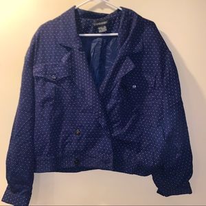Vintage Counterparts navy blue polka dot blazer